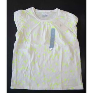 NEW Baby Gap kids girls shirt 4 5 XS short sleeve white neon yellow star top tee